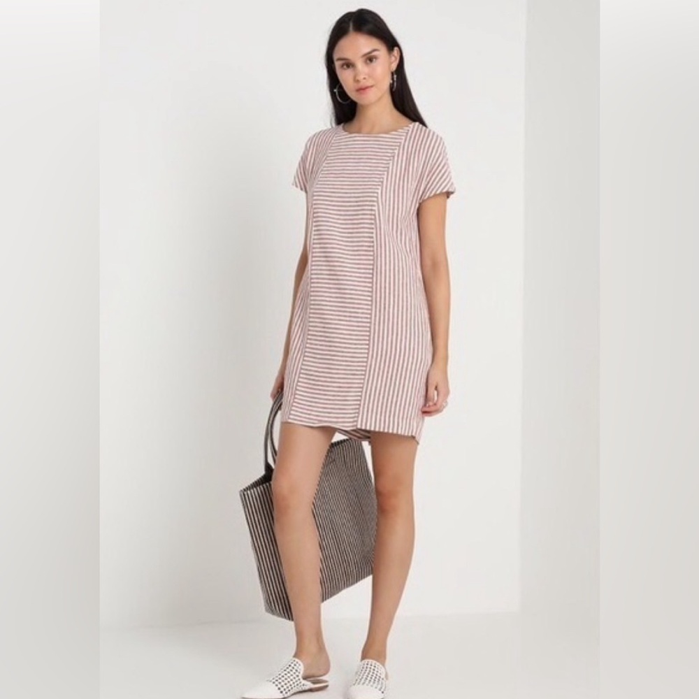 Madewell Stripe-Play Button-Back Tee Dress